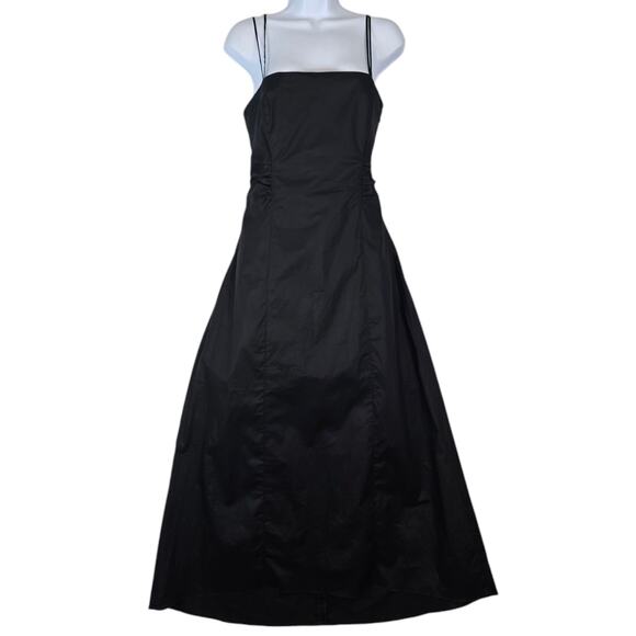 Frame Black Cut Out Tie Back Midi Dress Adjustable Straps Women’s Size L NWOT - Picture 2 of 11